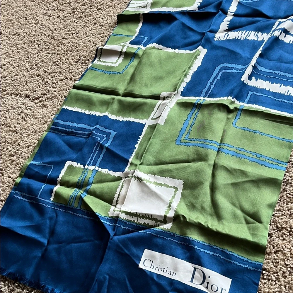 Dior Blue and Green Designer Scarf